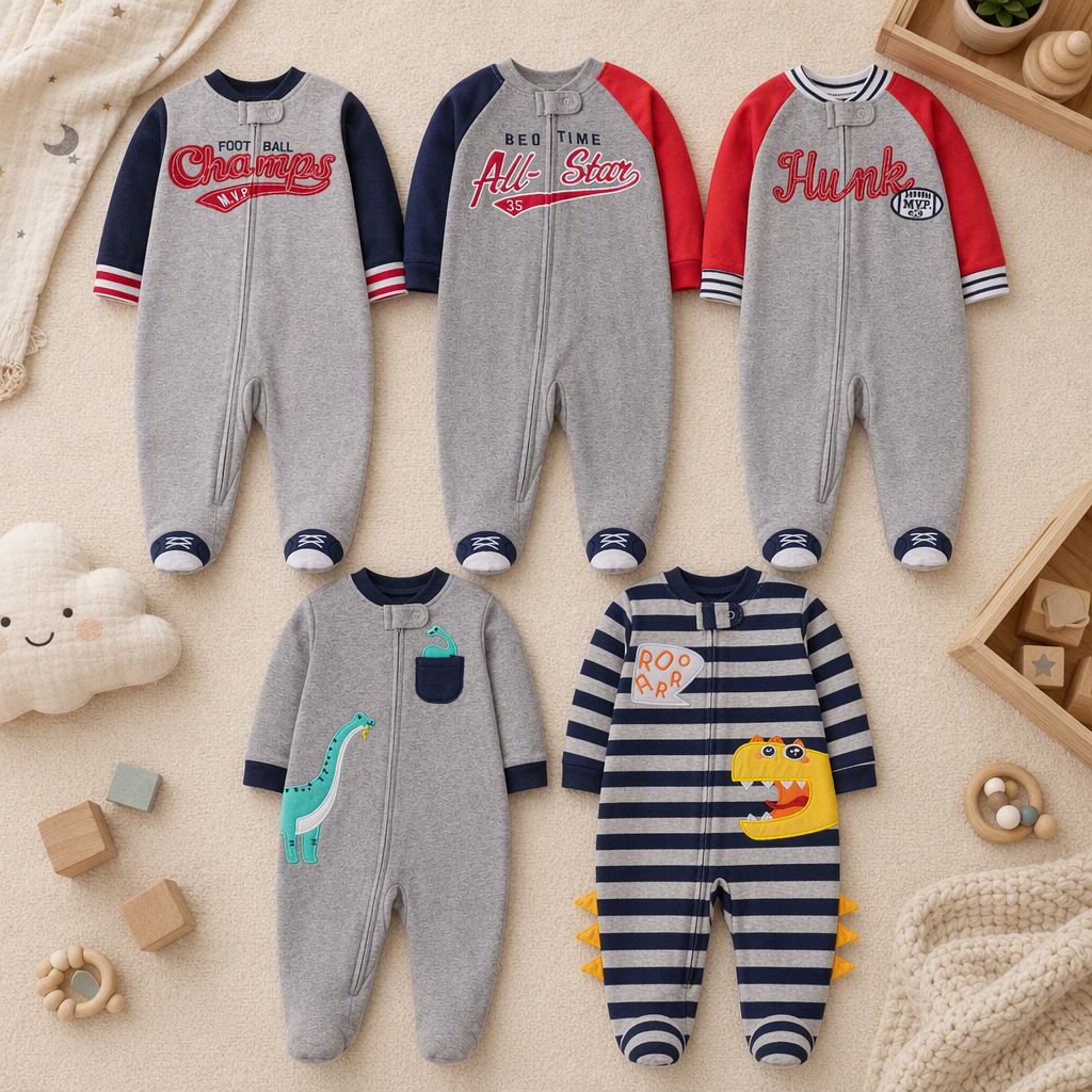 Cotton Baby Onesies Zipper - رومبير قطني مزدوج الجانب للأطفال الرضع